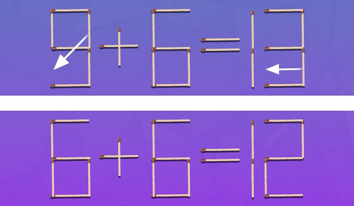 Eine Herausforderung für Genies: Sie müssen 2 Streichhölzer ziehen, damit die Gleichheit stimmt